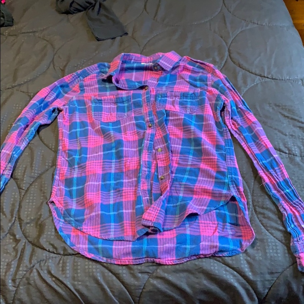 Button down blue and pink shirt